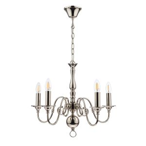 Winchester 5 Light Ceiling Pendant Light In Polished Nickel Finish 